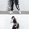 Women Cargo Pants 2023 Harem Pants Fashion Punk Pockets Jogger Trousers With Chain Harajuku Elastics High Waist Streetwear