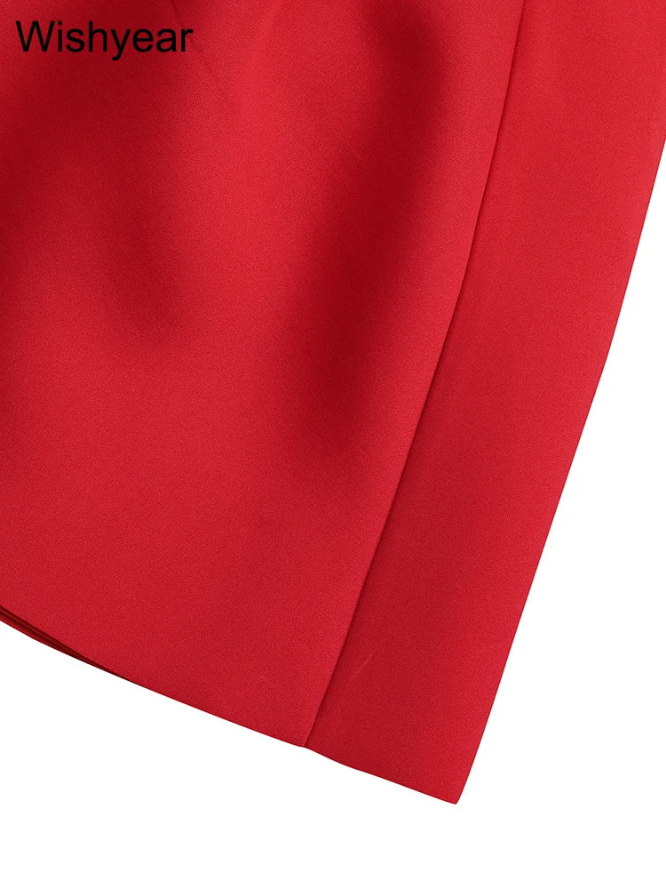 Fashion Halter A-line Deep V Off Shoulder Backless Birthday Women Red Mini Dress Sleeveless Ruched Princess Party Bodycon Robe