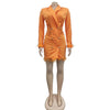 FANAN Elegant Women Double Breasted Tassel Hem and Long Sleeve Notched Collar Lace Waist Patchwork Blazer Dress Vestidos 2022