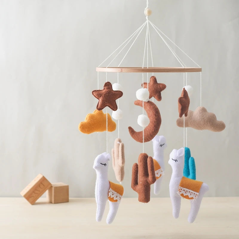 Baby Crib Mobile Rattle Toy 0-12Months Infant Soft Felt Teddy Velvet Pink Bear Bed Bell Hanging Toy Holder Bracket Crib Girl Toy