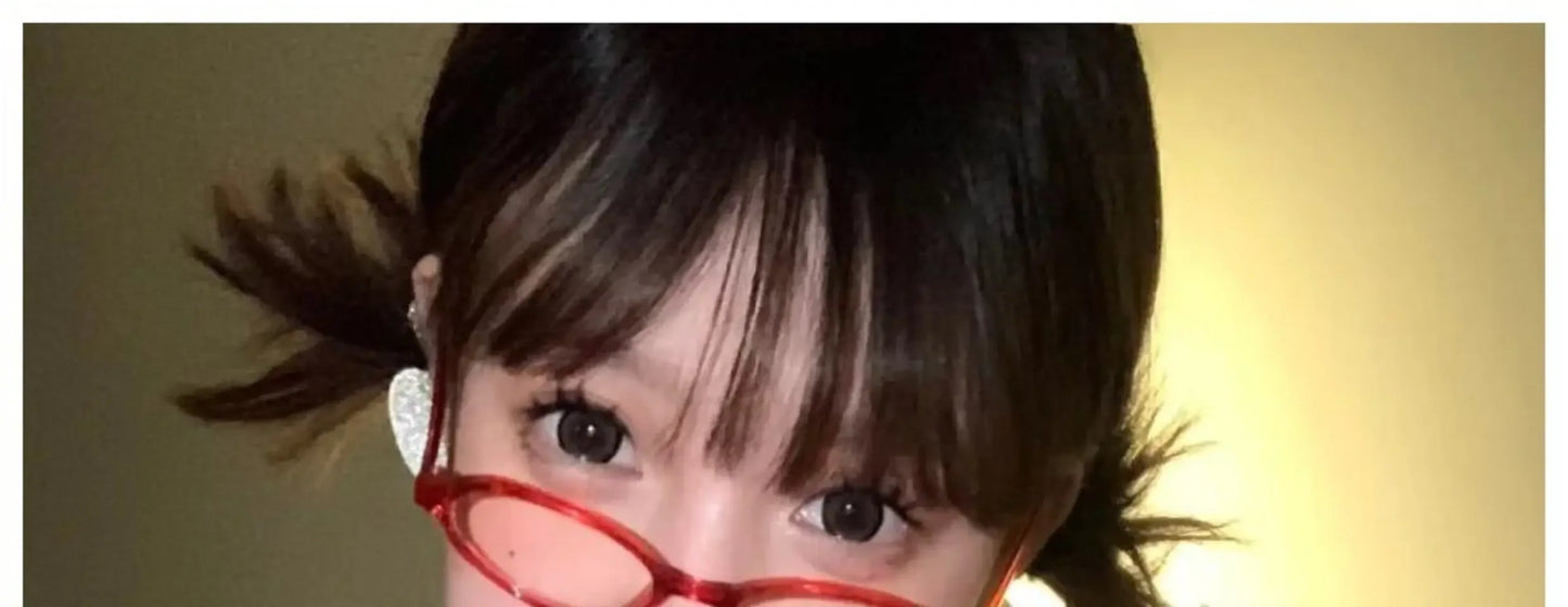 Y2K Women Retro Oval Square Glasses Red Green Frame Glass Eyewear Decorative Computer Anti-blue Eyeglasses with Seaside Driving