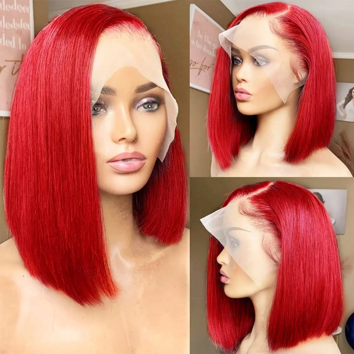 Short Ombre Honey Blonde Bob Wig With Baby Hair Honey Brown Straight Human Hair Wigs Lace Part Side Brown Wigs For Black Women