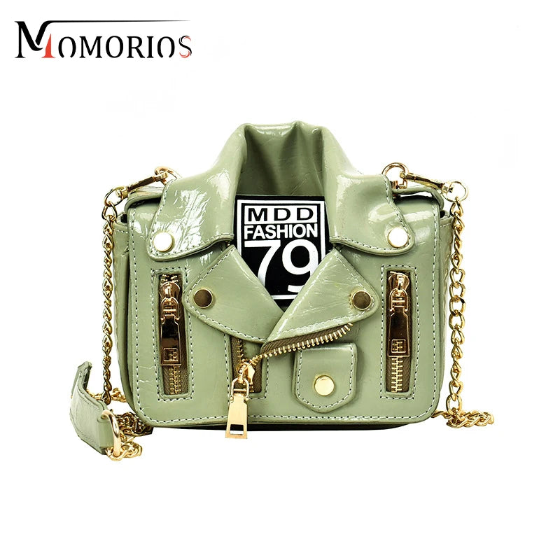 Luxury Designer PU Leather Rivet Zipper Mini Jacket Bag Fashion Crossbody Lady Bags Personality Purses & Handbags for Women