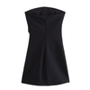 TRAF Dress Women Off Shoulder Corset Short Dresses Ruched Backless Blue Black White Dress Woman Sexy Bodycon Party Dresses