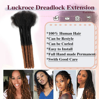 0.6cm Thickness 6-24 Inches 10 Stands Pacs Dreadlocks Human Hair Extensions for Women Ombre Brown Loc Extension can be Dyed