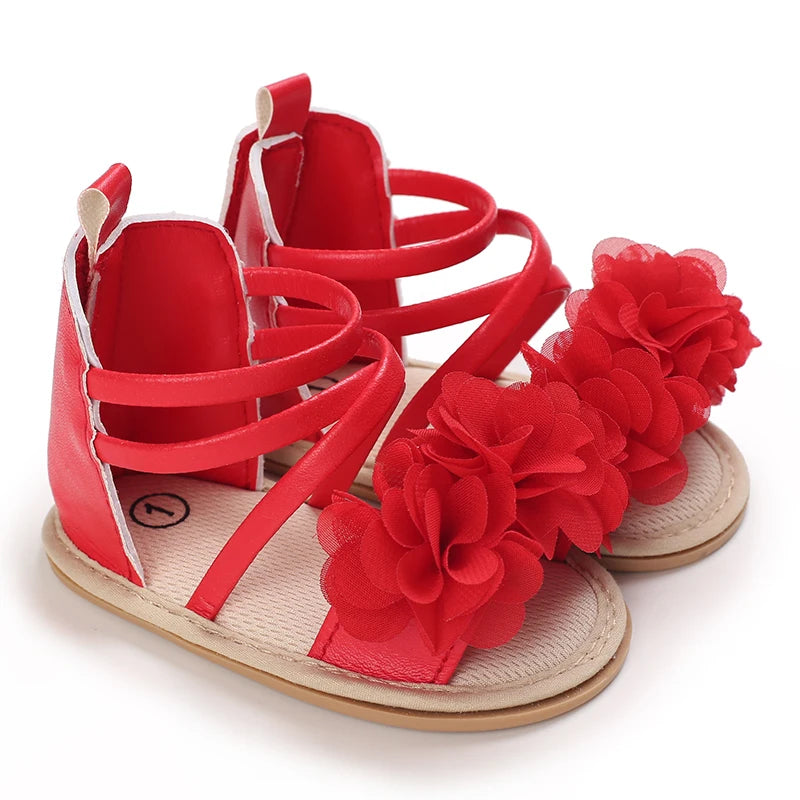 Summer Cool Baby Girl Sandals Fashion Newborn Sandal Idyllic Flower Soft Anti-slip Toddler Rubber Sole Comfortable Shoes