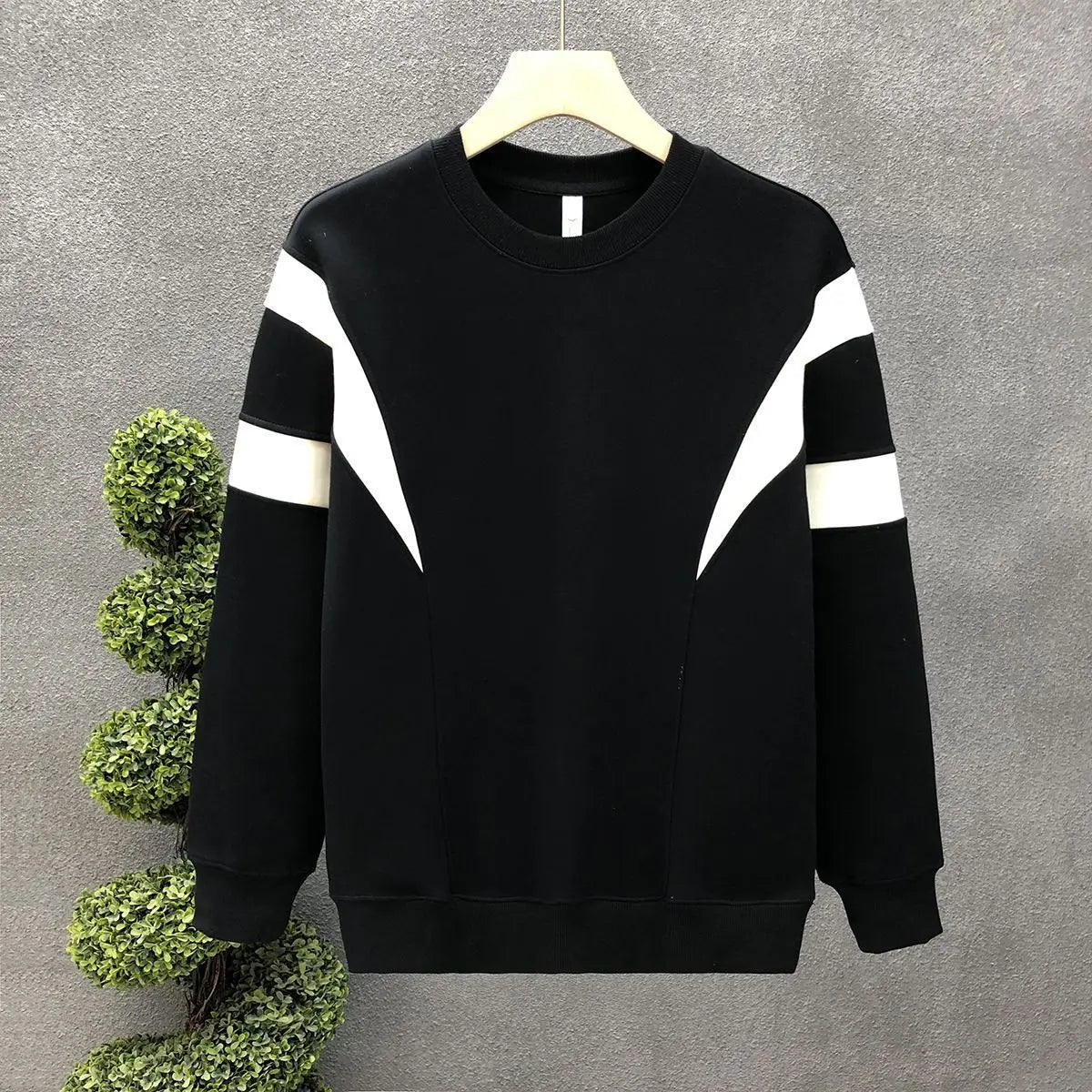 Spring Autumn Round Neck Loose Casual Patchwork Sweatshirt Men Long Sleeve Oversized All-match Top Homme Sporty Pullover Outwear
