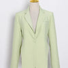 TWOTWINSTYLE Backless Spliced Button Blazers For Women Notched Collar Long Sleeve Patchwork Chain Chic Blazer Female Fashion New