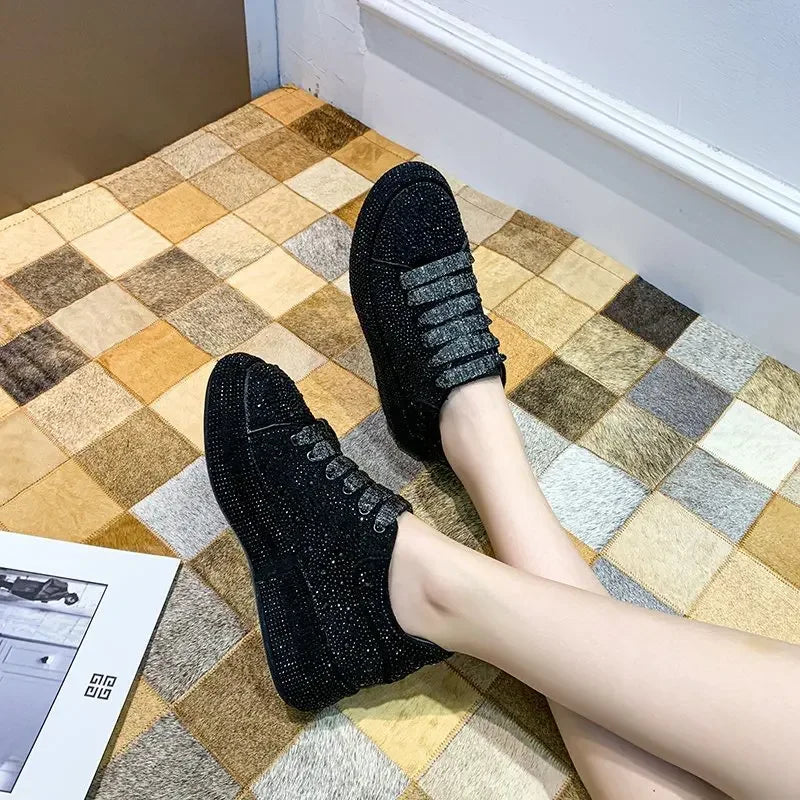 Brand Women's Sneakers Luxury Rhinestones Women Causal Shoes Designer Platform Sport Shoes Fashion Comfort Women Shoes Plus Size