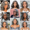 Natural Wave Gray Short Bob Salt And Peppe Glueless Closure Lace Wig Brazilian Human Hair Ready to Wear Lace Wigs For Women