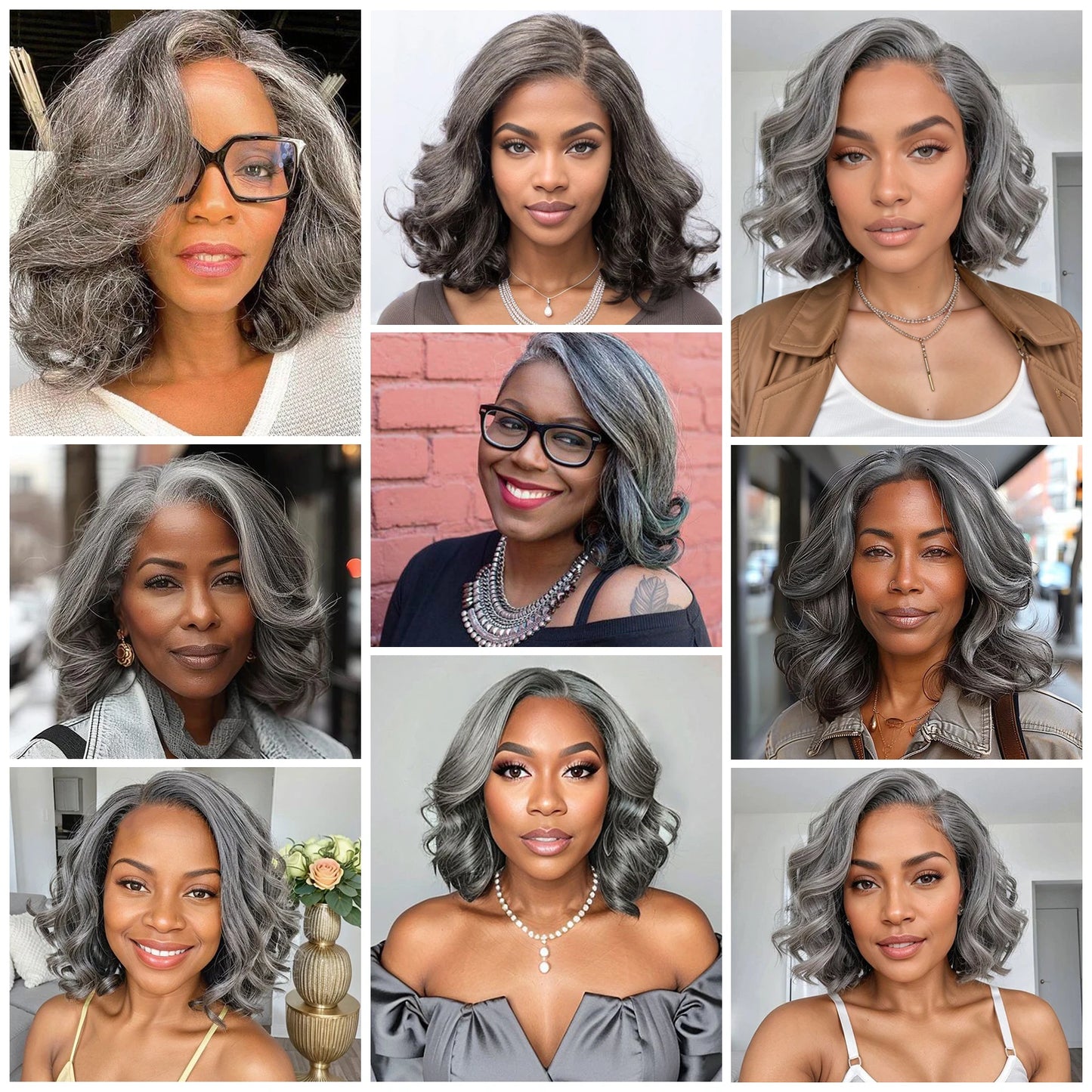 Natural Wave Gray Short Bob Salt And Peppe Glueless Closure Lace Wig Brazilian Human Hair Ready to Wear Lace Wigs For Women