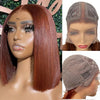 Short Brown Color Bob Wig Peruvian Straight Lace Front Human Hair Wigs For Women #33 Reddish Brown 13*6*1 T Lace Part Wig