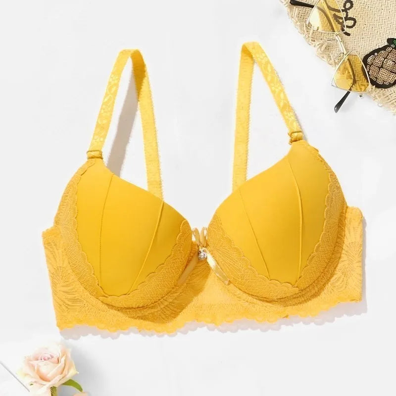 Beauwear Lace Trim Underwire Bra for Women Full Cup Molded Cup Bra Push Up Lingerie