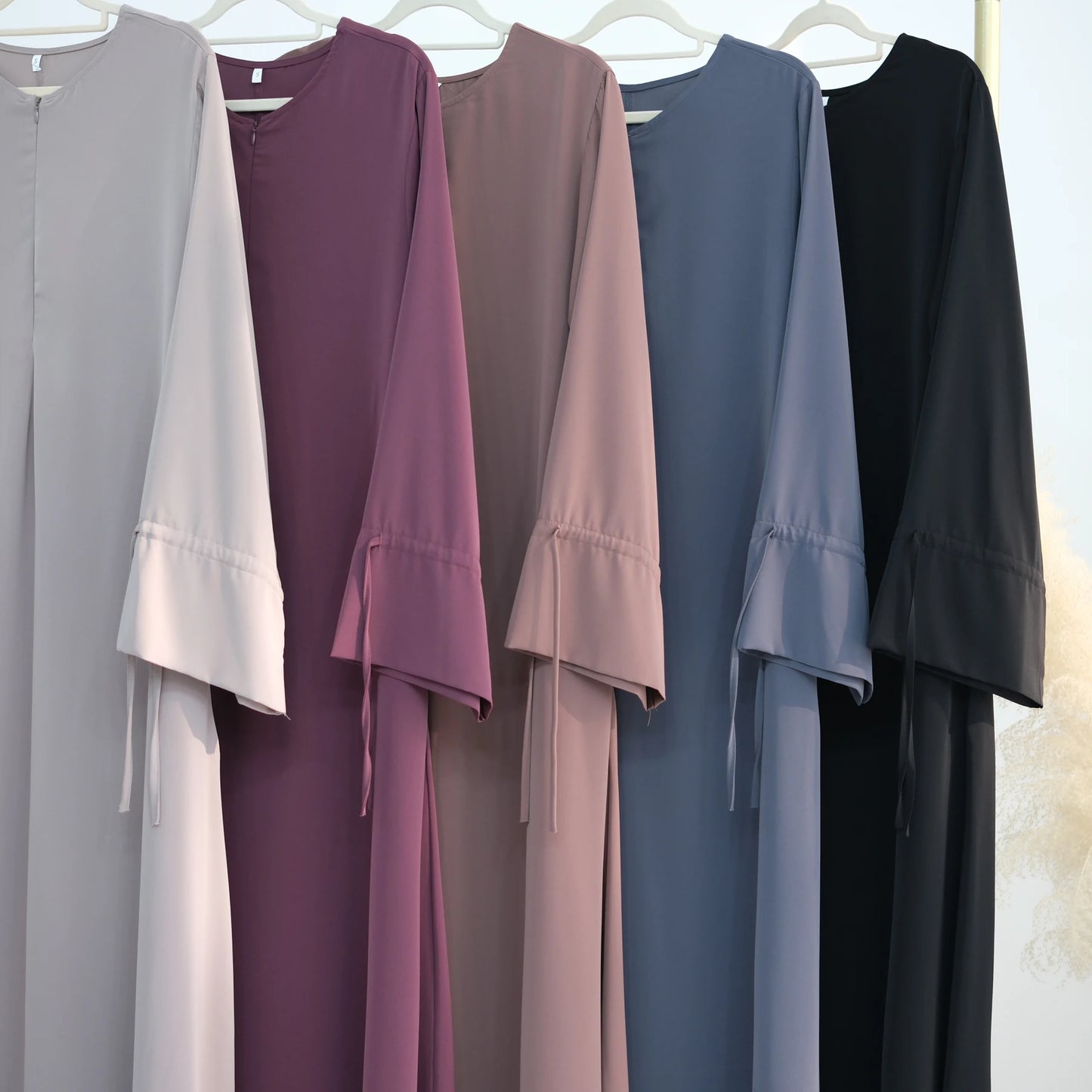 2025 Premium Nida Ruffle Sleeves Women Muslim Dress with Front Zipper Ramadan Abaya Islam Clothing Maxi Dress Female Modest Robe