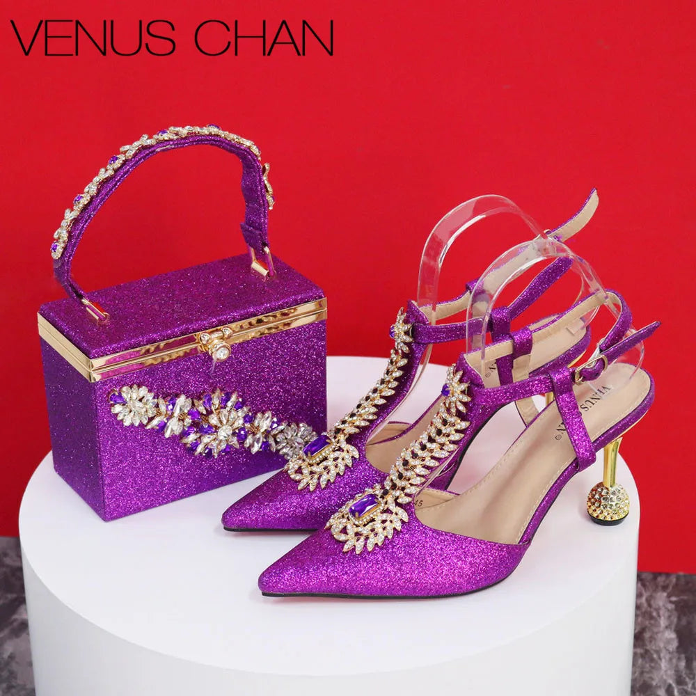 Spot Goods Red Color 2024 New Arrival Special Design Women Party Shoes Matching Bag Set For Luxury Wedding Party Women