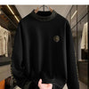 Fashion Hip Hop Half High Collar Sweatshirts Luxury Printing Fashion Versatile Pullover Hoodie Social Nightclub Men Clothing