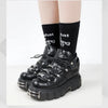2024 NEW Punk Style Women Shoes Lace-up heel height 6CM Platform Shoes Woman Gothic Ankle Rock Boots Metal Decor Woman Sneakers