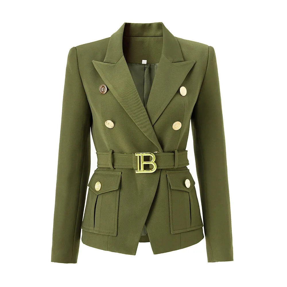 9 Colors Factory Customize Luxury Quality Classic Style Office White Black Women Pocket Blazers with Blet