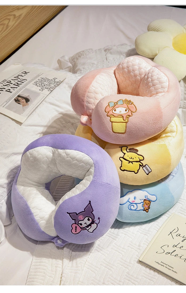 Lovely Kuromi My Melody U-shaped Neck Pillow Kawaii Japanese Style Cinnamoroll Travel Nap Pillow Skin Friendly Thickened Girl