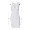 Sexy Deep U Neck Wrap Chest Slim Bodycon Dress Women Sleeveless Solid Color Skinny Dress Elegant Club Party Vestidos