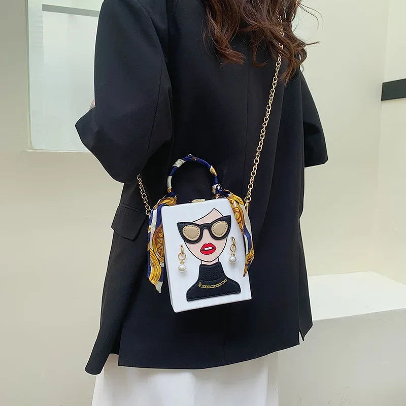 Evening Bags for Women 2024 New Fashionable Leather Shoulder Bag Woman Hard High Quality Hip Hop Party Luxury Designer Handbag