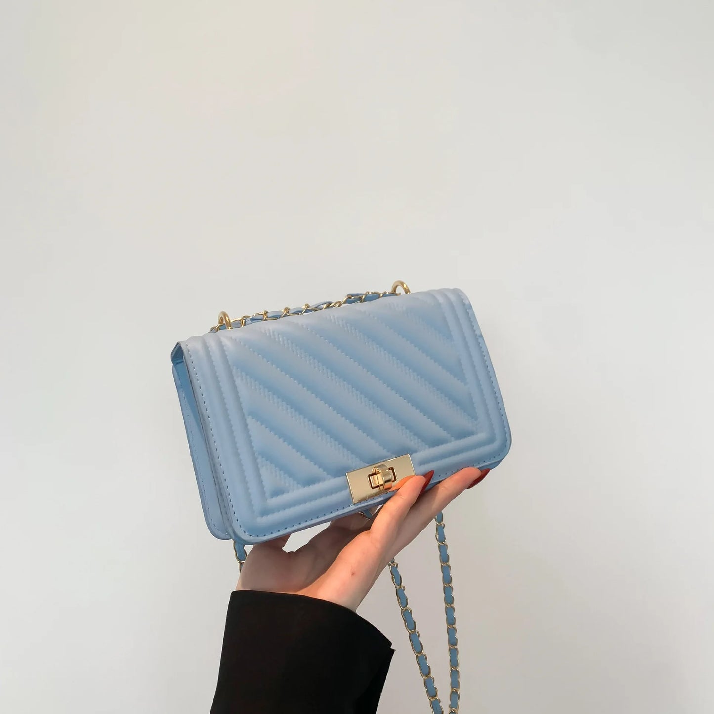 Fashionable Mini Quilted Embossed Chain Shoulder Bag Simple And Versatile Diagonal Crossbody Bag For Women Square Handbag