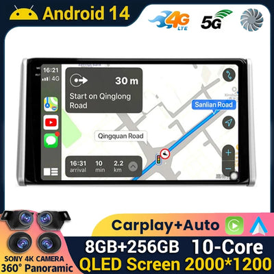 Android 14 Carplay Auto Car Radio For Toyota RAV4 XA50 2018 2019 2020 GPS Navigation Multimedia Video Player 4G WIFI 360 Camera