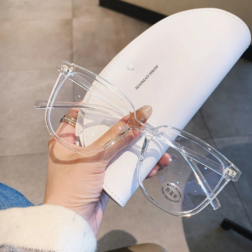 Retro Fashion Anti-blue Light Glasses Men Women Transparent Computer Glasses Frame Eyeglass Frame Flat Glasses Square Eyeglasse