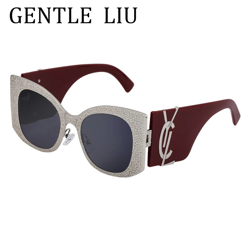 Oversized Cat Eye Sunglasses Women 2024 Luxury Brand Designer Punk Round Sun Glasses For Ladies Trendy Big Frame Eyewear UV400