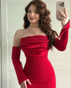 Customized Mermaid Evening Dress Party Classic  Jersey Strapless Dresses Modern Saudi Arabia Available in Colors Celebrity Gowns