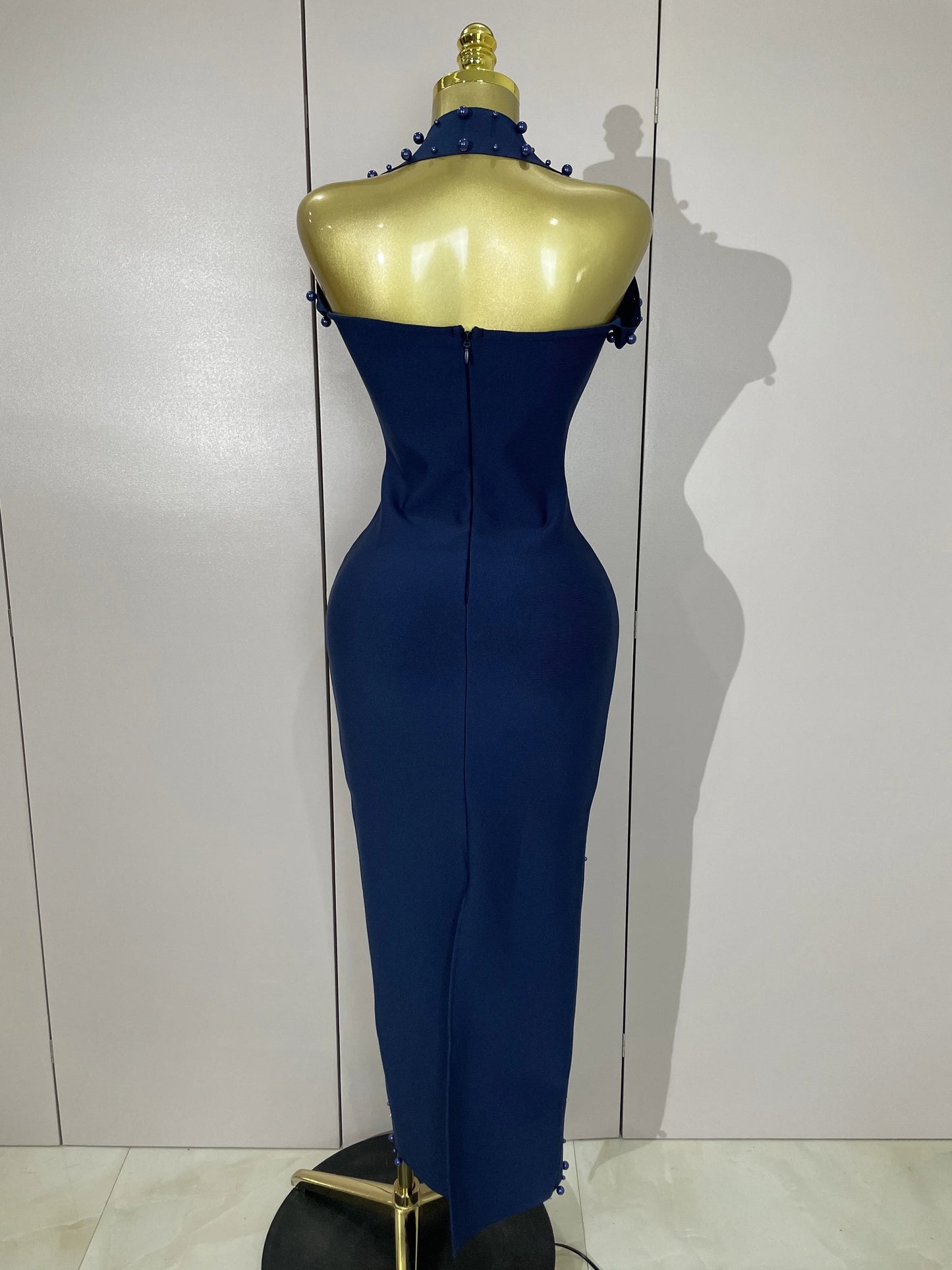 2025 Luxury Shining Diamonds Pearls Sleeveless Bodycon Bandage Long Dress Women Celebrate Evening Party Elegant Birthday Gowns