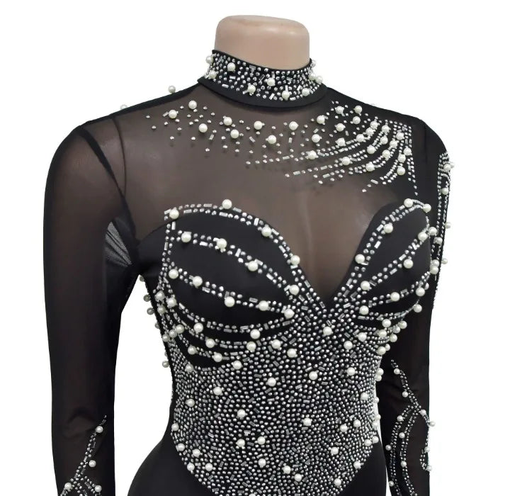 Elegant Women Jumpsuit Streetwear 2024 Spring Fashion Versatile Casual Solid Color Hot Diamond Long Sleeve Jump Suits for Female