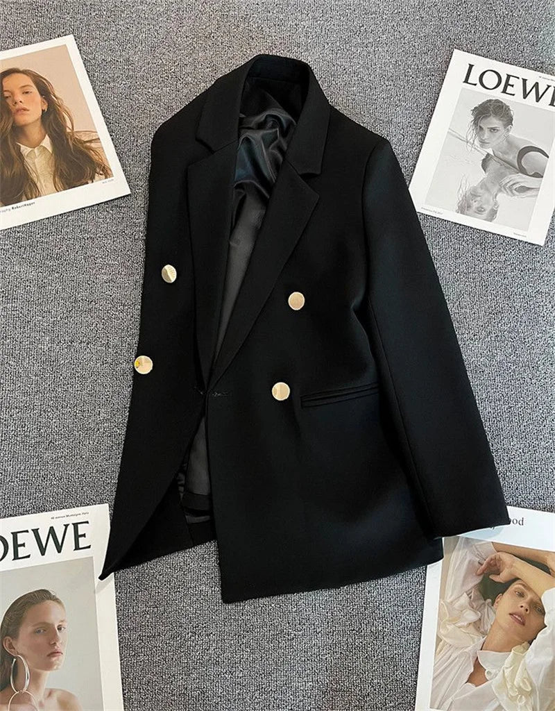 Spring Autumn High Quality Long Sleeve Female Blazer Double Button Jacket Ladies Business Work Wear Formal Coat Women Outerwea