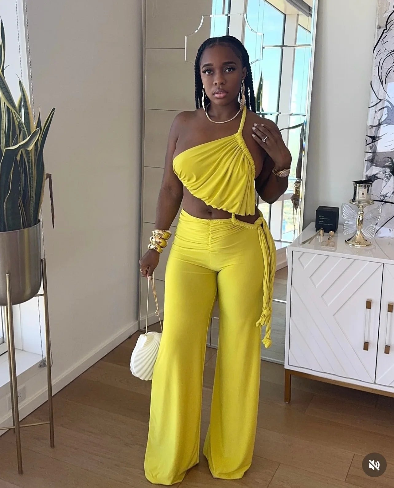 FAGADOER Sexy Ruched Patchwork Bodycon Jumpsuits for Woman Halter Sleeveless Wide-leg Romper Female Streetwear Overalls 2025 New