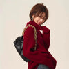 Turtleneck 100% cashmere sweater women loose thickening age reduction niche vintage red crewneck sweater women long sleeves