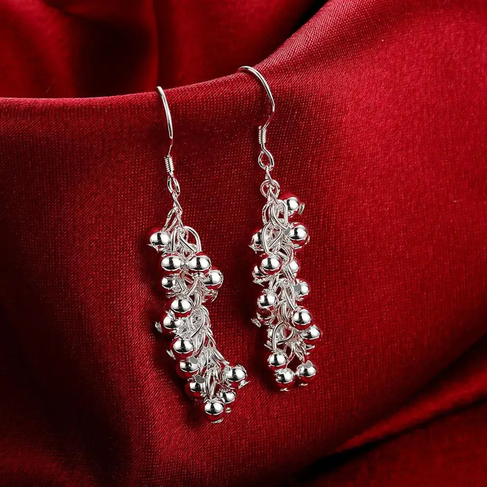 925 Sterling Silver elegant Grape beads Bracelet necklace earrings Jewelry set for women Fashion Party wedding accessories Gifts