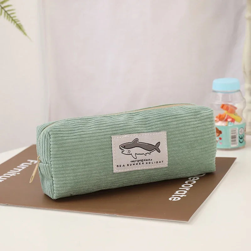 Cute Shark Pencil Case Embroidery Pen Bag Back to School Supplies Stationery Items for Girls Kids Desk Cute Accessories Gift