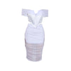 S10632 Sexy Slimming Mesh Splice Bum Covering Visibility Elastic Off-Shoulder 2-Piece Set European And American Style