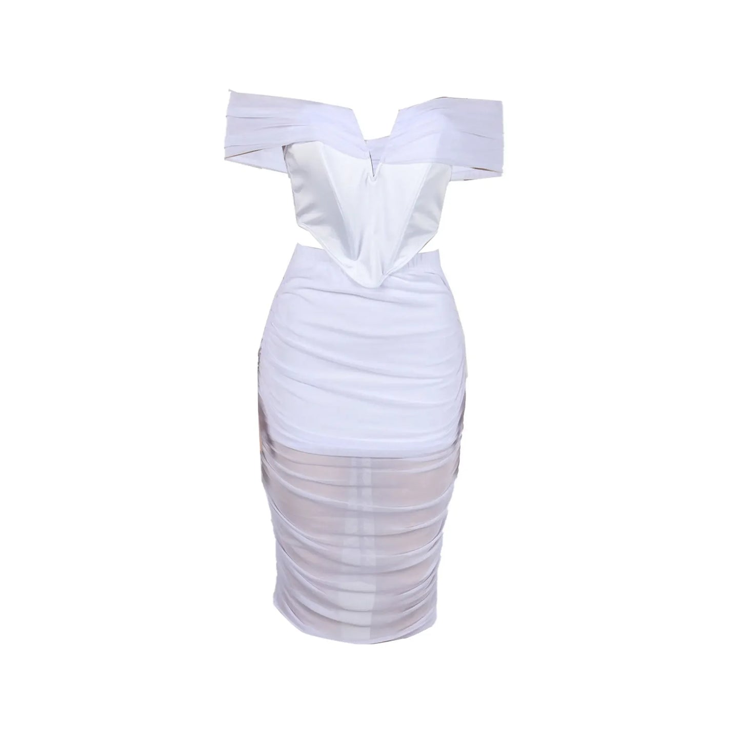 S10632 Sexy Slimming Mesh Splice Bum Covering Visibility Elastic Off-Shoulder 2-Piece Set European And American Style