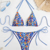 Bikini Women Swimsuit 2025 New Print Halter Bikinis Set Sexy Thong Swimwear Summer Two Piece Backless Beach Bathing Suit Female