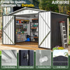 6x8 FT Outdoor Storage Shed, Garden Shed with Updated Frame Structure and Lockable Doors, Metal Tool Sheds for Backyard Garden