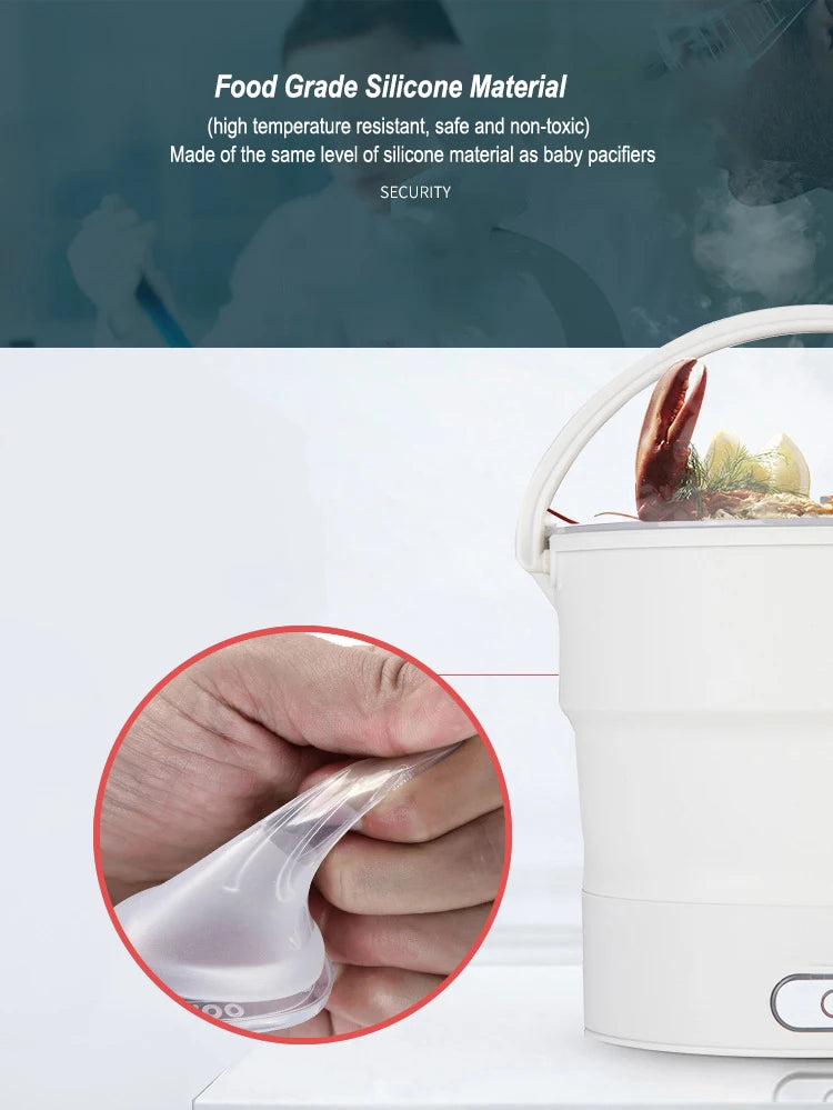 Foldable Electric Cooker 220V Mini Multifunction Hot Pot Food Steamer Cooking Machine for Dormitory Noodle Cooker for Travel