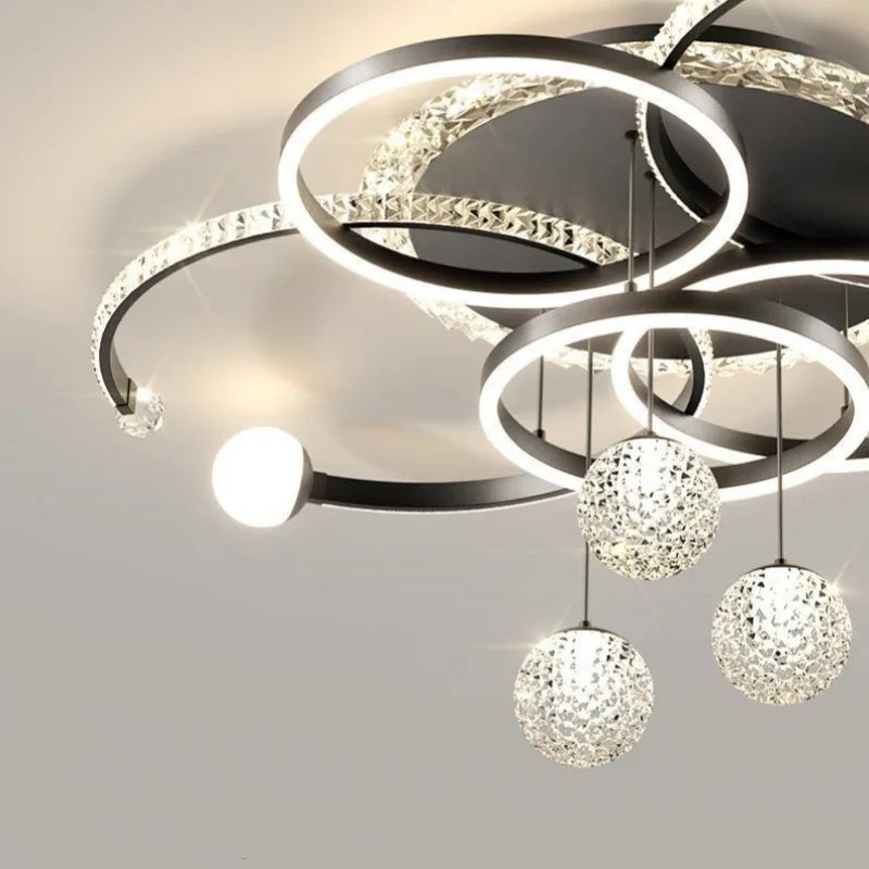 Modern Minimalist LED Ceiling Light Personalized Creative Ring Living Room Lights Gold Atmosphere Bedroom Study Chandelier