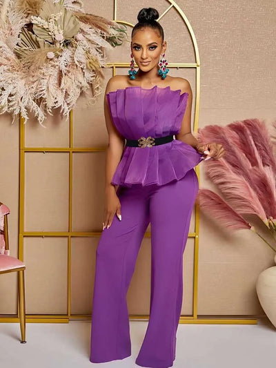 Full Length for Women Elegant Summer Long Jumpsuits Evenings Party Sexy Tube Jumpsuit Ladies High Waist Strapless Jumpsuit