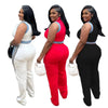 2 Pieces Women's Sets 2025 Spring Summer Denim Sleeveless Suit Tops And Wide Leg Pants Suits Two Piece Set Tracksuit Outfit
