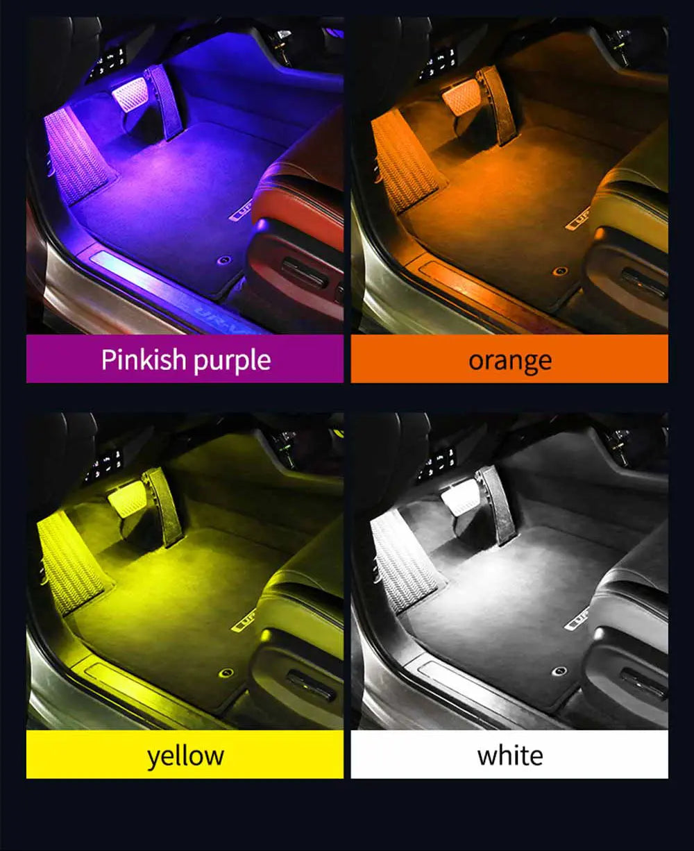 Neon LED Car Interior Ambient Foot Strip Light Accessories Back light Remote App Music Control Auto Decorative Atmosphere Lamp