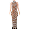 Sparkly Rhinestones Sleeveless Long Dress Elegant Dark Mesh Celebrate Evening Wedding Prom Gown Birthday Dress Photograph Wear