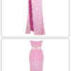 VC Pink Sparkly Sequins Long Dress Beaded Crystal Feather Embellished High Slit Straight Floor-length Prom Evening Gown Vestidos