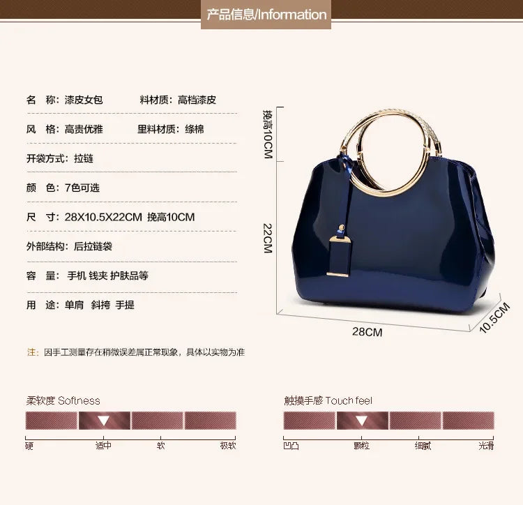 New European and American Fashion Foreign Trade Women'sShoulder Wedding Bag with Bright Surface Shoulder Handheld Bride Bag