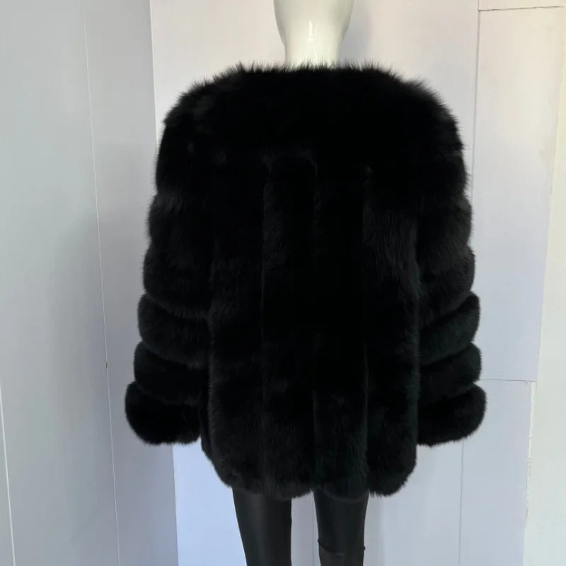 BEIZIRU Winter Woman Real Fox Fur Coat Warm Fashion Natural  New Luxury Stylelong sleeve fashion girls jacket